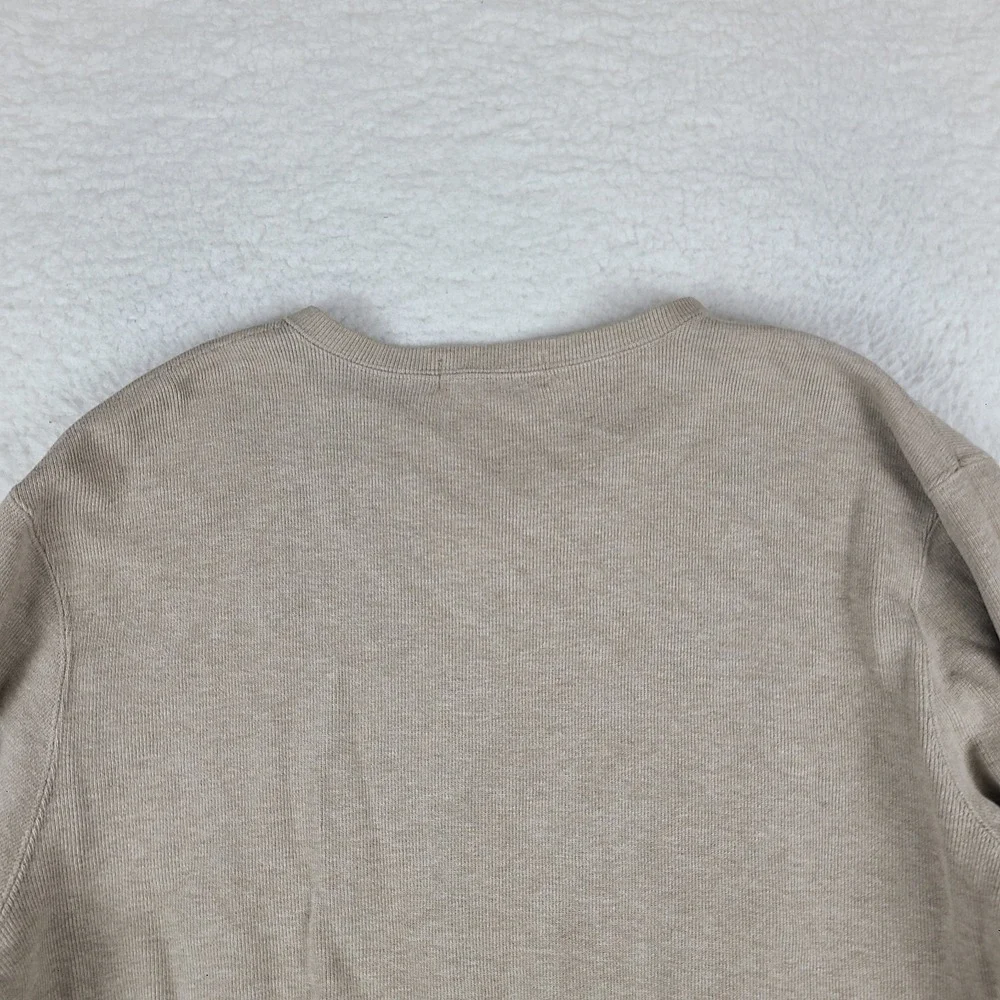 Polo Ralph Lauren Sweater Mens Large Tan Brown V Neck Sweatshirt 100% Cotton